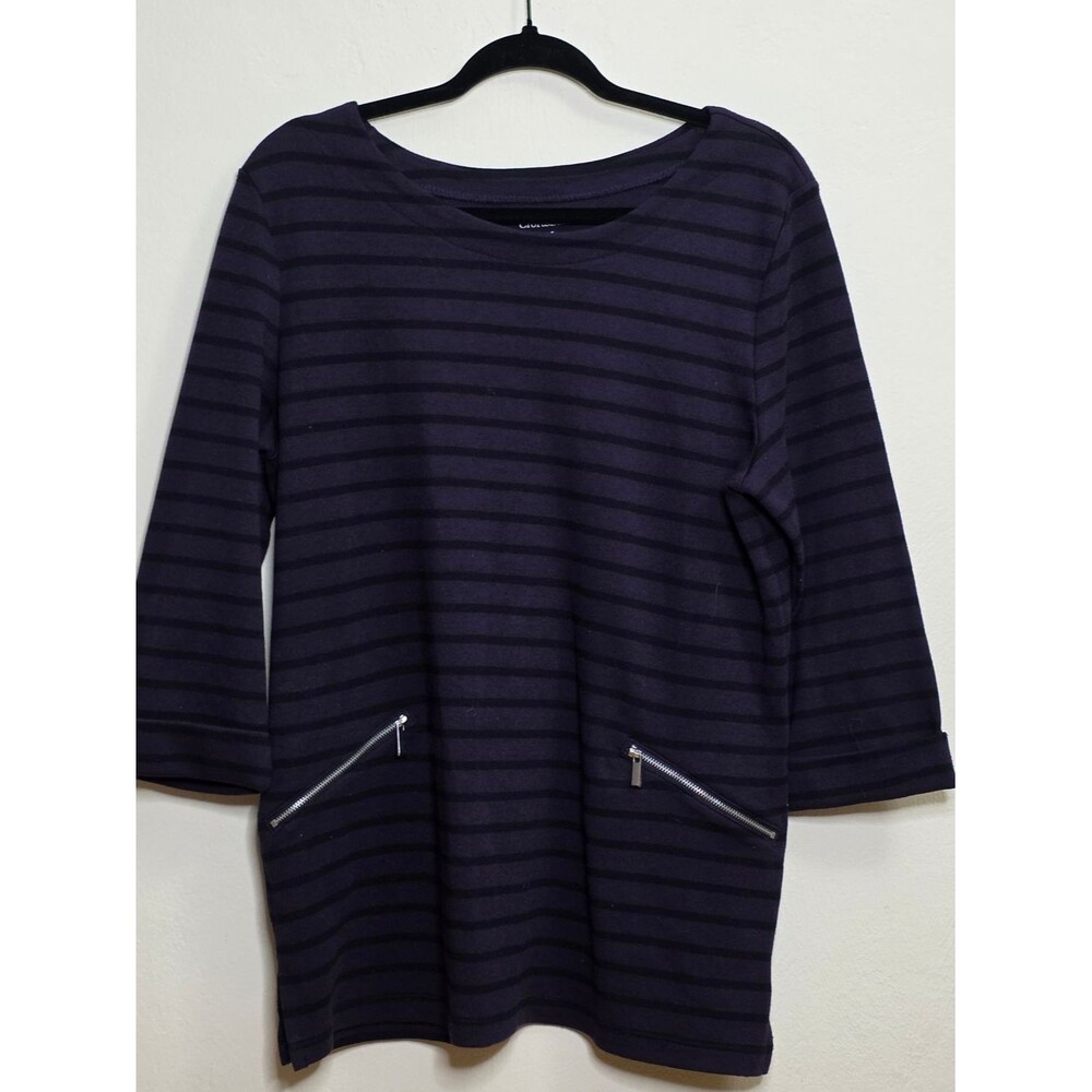 Croft & Barrow Purple and Black Striped Shirt - L